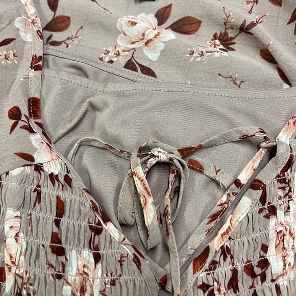 AMERICAN EAGLE Peasant Blush Pink/Wine Floral Smock Long SLV Boho/Cottage Top L - Picture 10 of 16